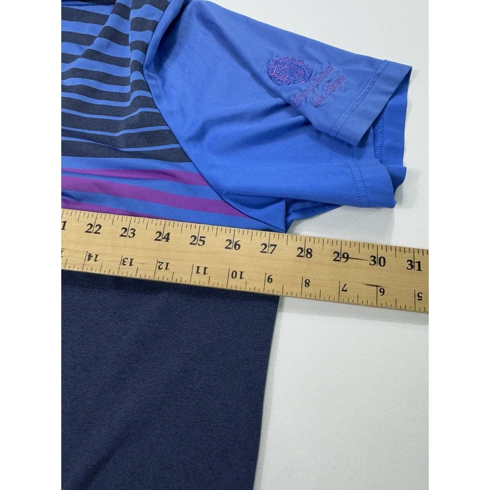 Adidas Men 2XL Golf Polo Shirt Trump National Los Angeles Blue Striped Sport